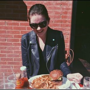 THEORY Navy Genuine Leather Jacket S